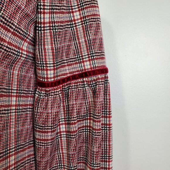 Hem & Thread 141204 Lantern Sleeve Plaid Elevated Sweatshirt Style Top Size M - Picture 4 of 12
